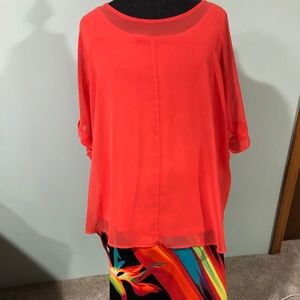 Short sleeve sheer blouse